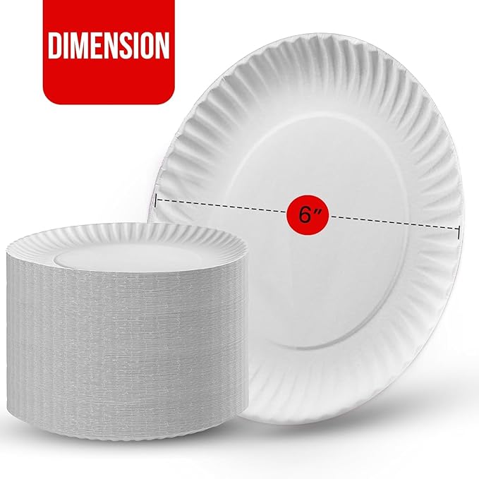 6 Inch Round paper Plates (200)