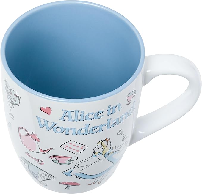 Silver Buffalo Disney Alice in Wonderland Icons Featuring Cheshire Cat and White Rabbit Ceramic Mug, 25 Ounces