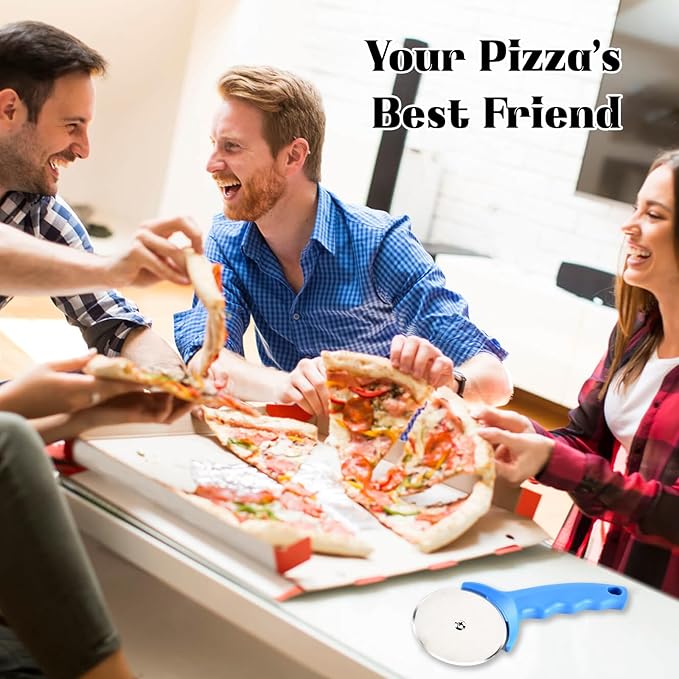 Pizza Cutter Wheel,Pizza Cutter with Cover Stainless Steel(Blue)