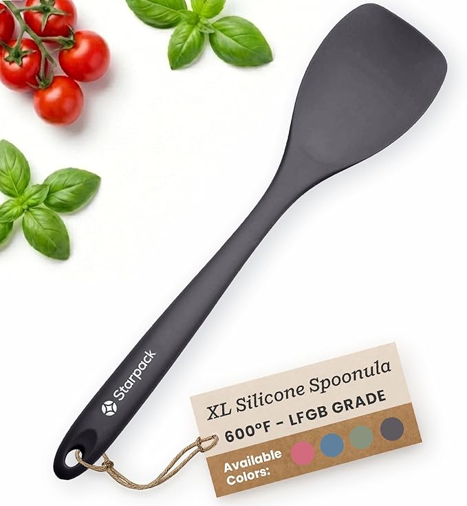 Starpack 'The All Rounder' XL Premium Silicone Spoonula - Silicone Spatula Spoons Heat Resistant to 600°F - Best LFGB Grade Spoonulas - Rubber Spoon Spatulas - Kitchen Spoon Spatulas for Cooking