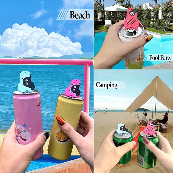 Soda Can Tab Opener Mini Soda Can Cover Easy Tab Opener and Drink Protector Cute Beverage Barricade Soda Protector for Beer,Coke,Aluminum Cans at Party,BBQ, Beach(Spider Web)