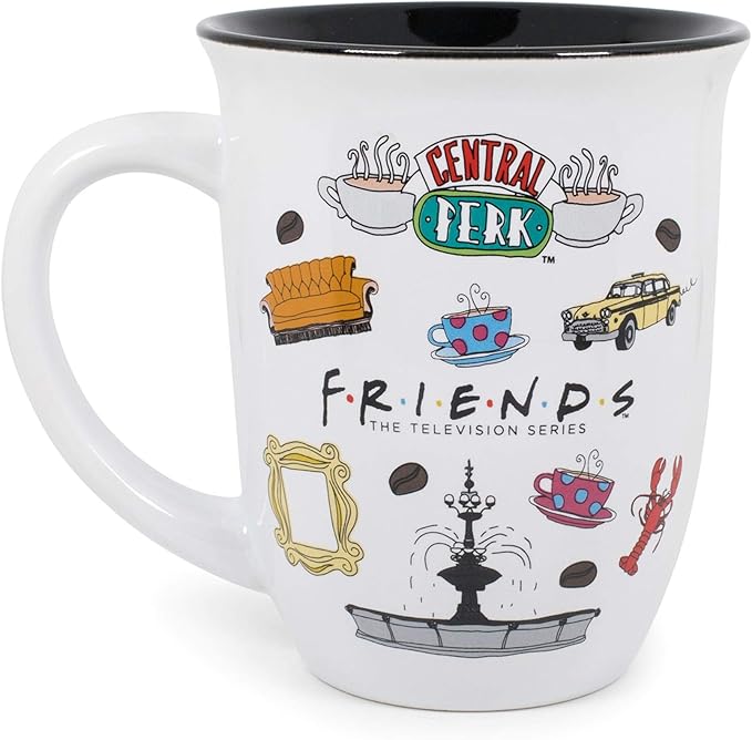Silver Buffalo Friends Central Perk Logo Wide Rim Ceramic Mug, 16 Ounces