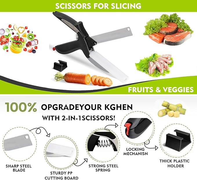 Separable Stainless Steel Barbecue Steak Cutting Shear Household Vegetable Scissors 2 In 1 Multi Kitchen Tool Fruit Knife