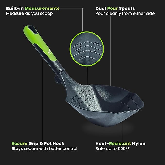 Soup Ladle -500F Heat Resistant & BPA-free. Non Scratch 8oz Ladle Spoon. Non Stick Scoop Ladel Serving Spoons for Sauce Pasta. Soup Spoons Kitchen Utensils. Canning Supplies Starter Kit by Supa Ant
