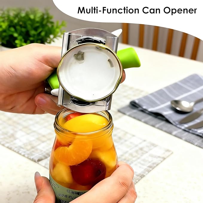 Cap Crack Opener, Adjustable Stainless Steel Twist Lid Opener, Mutil Lid Opener, Non-slip Ergonomic Grip Bottle Opener for Weak Hands