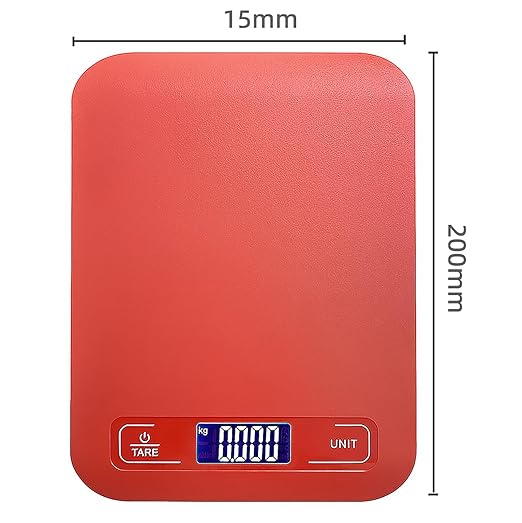 Digital Shipping Scale,Stainless Steel Panel, Accurate Portable Postal Scale for Packages, Small Business,Kitchen, Food, Handmade, Liquids, and Boutique (Red Battery(10kg/1g))