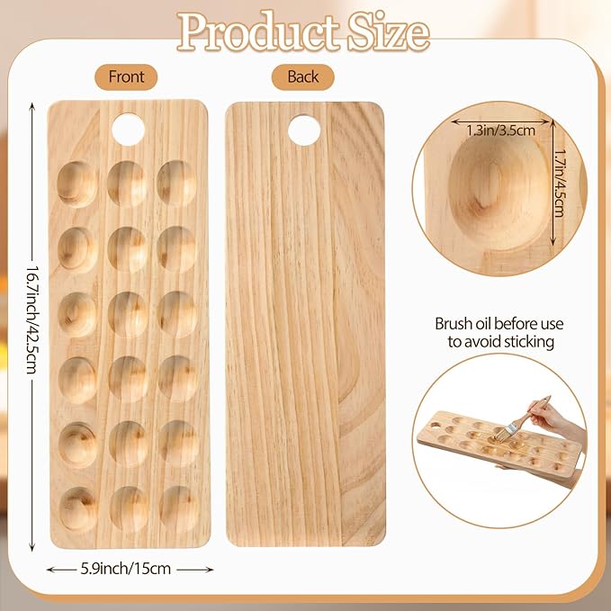Wenqik Easter Deviled Egg Platter 18 Hole Holder Tray Wooden charcuterie Cheese Board Tray Holder Easter Holiday Entertaining Deviled Egg Plate for Party Kitchen Countertops