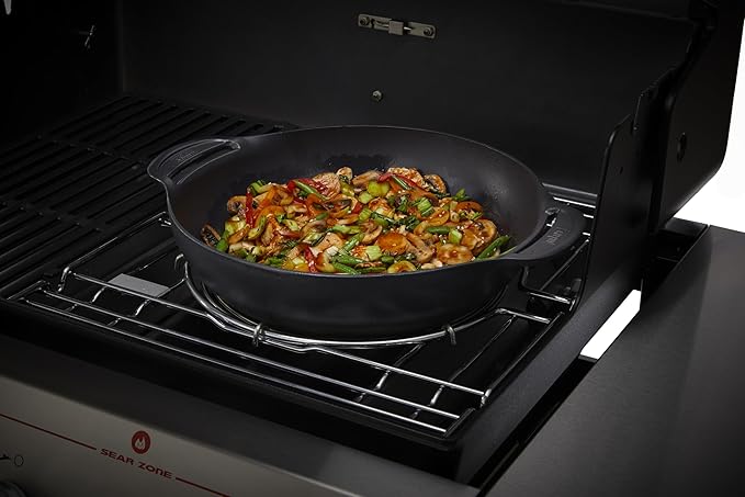 Weber Crafted Wok & Steamer – 6 Qt Porcelain‑Enameled Cast‑Iron Wok with Steamer Basket for Weber Crafted Compatible Grills