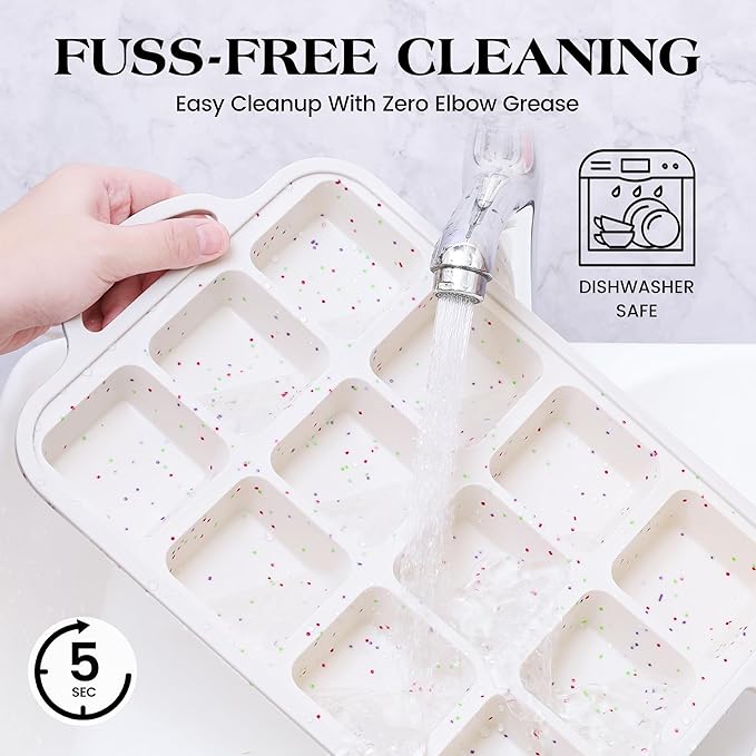 2 Pcs Brownie Pan with Dividers Silicone Nonstick Mini Individual 12 Cup Square Muffin Cupcake Pans with Metal Reinforced Frame(Cream)