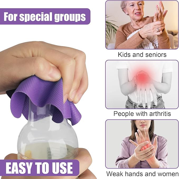 4pcs Jar Opener Gripper Pads, Rubber Jar Grippers Multi-function Jar Opener for Seniors with Weak Hands Kitchen Coasters (Grey, Purple)