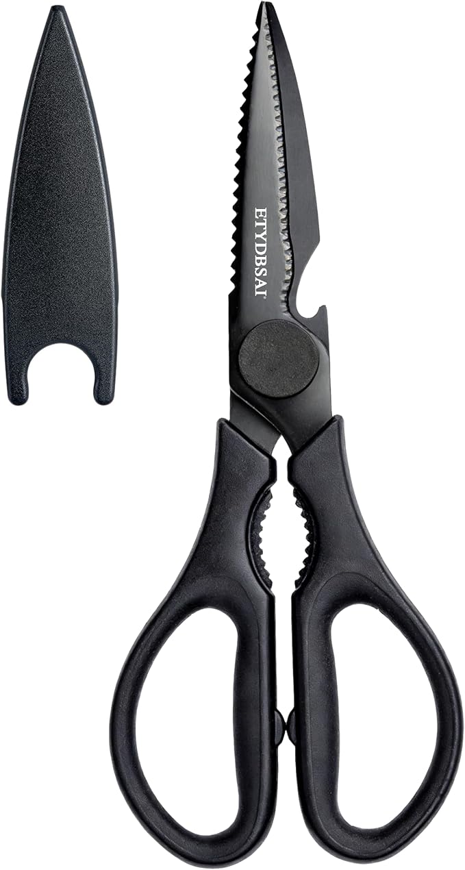 Kitchen Scissors All Purpose for Food, Heavy Duty Kitchen Shears that Come Apart, Sharp Stainless Steel Poultry Shears, Cooking Meat Scissors with Good Grips,Titanium Plated Black