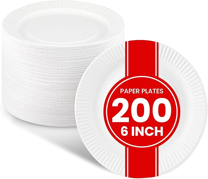 6 Inch Round paper Plates (200)