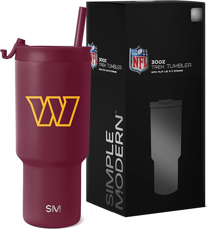 Simple Modern Officially Licensed NFL 30oz Tumbler with Flip Lid and Straws | Football Insulated Stainless Steel Cup | Gifts for Men Women | Trek Collection