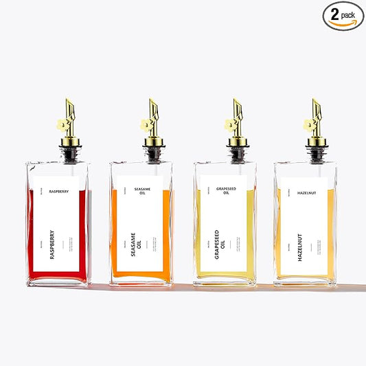 Olive Oil Dispenser Bottle for Kitchen, 16.9 oz/ 500 ml Vinegar Dispenser, Cooking Oil Dispenser Set, Glass Cruet with Pourer Spouts for Vinegar, Coffee Syrup Dispenser