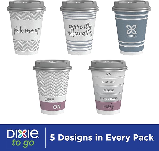 Dixie Paper Coffee Cups With Lids, 12 oz | 14 Count | Pack of 2 | Insulated | For Hot or Cold