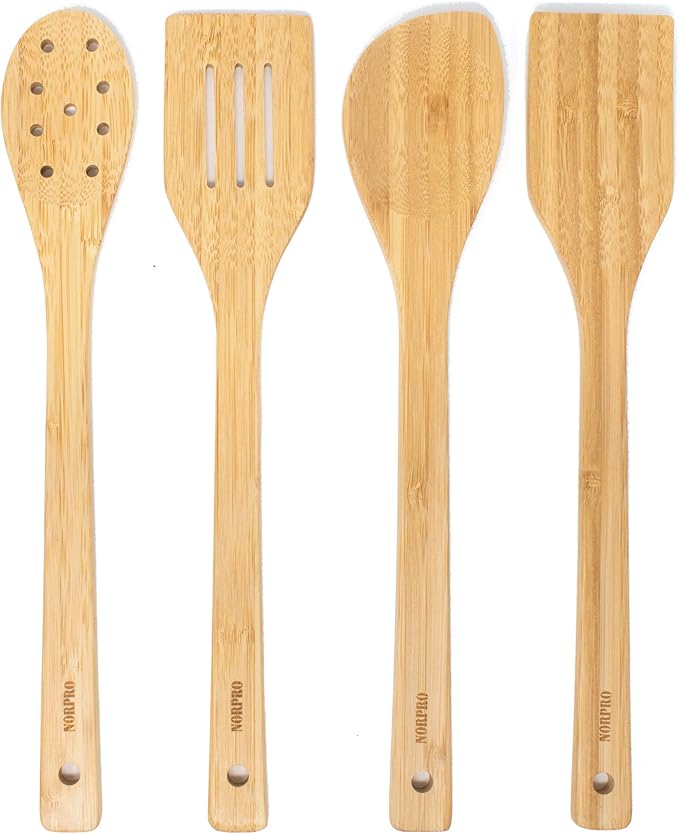 Norpro 12-Inch Bamboo Pointed Spoon, Natural