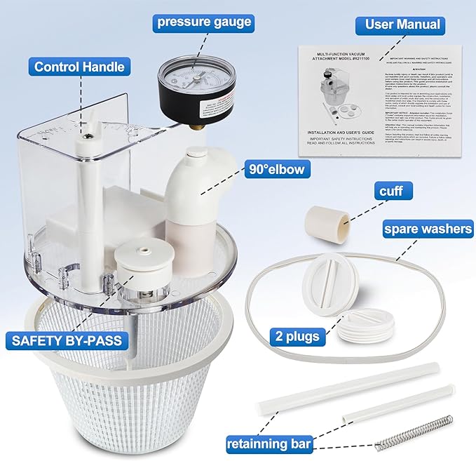 R211100 Vac Mate Pool Cleaner Vacuum Attachment Skimmer Dispenser Box Basket Handle,Multi-Function Skim Replacement