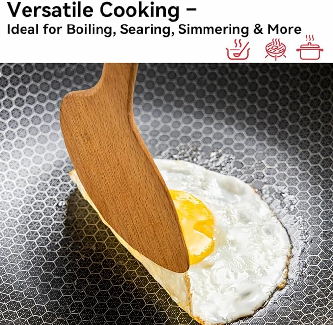 WANGYUANJI Honeycomb Stainless Steel Wok Pan with Lid, 12.6 Inch Hybrid Nonstick Stir Fry Pan Flat Bottom, PFOA-Free, Induction Compatible, Dishwasher Safe, No Seasoning Needed (Serves 3-4)