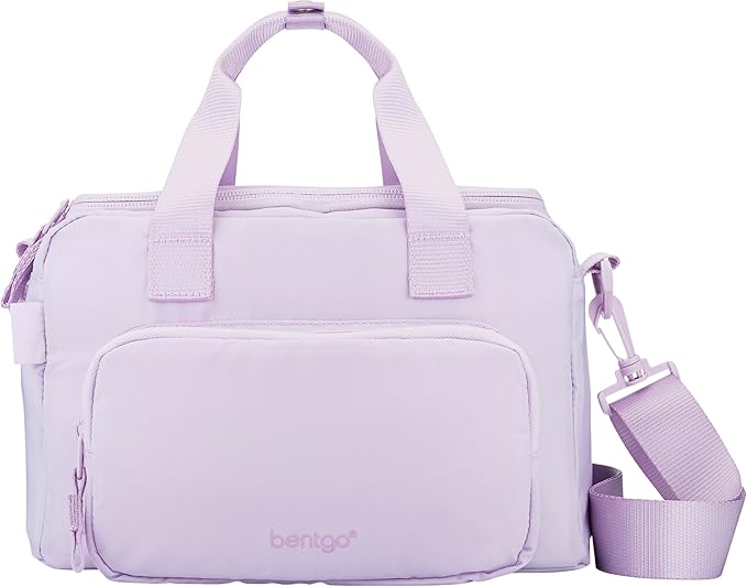Bentgo Insulated Lunch Bag – Extra-Large Capacity Adult Lunch Bag with Shoulder Strap and External Storage Compartment, Durable, Lightweight, Ideal for Work, School, & Meals On the Go (Lavender)