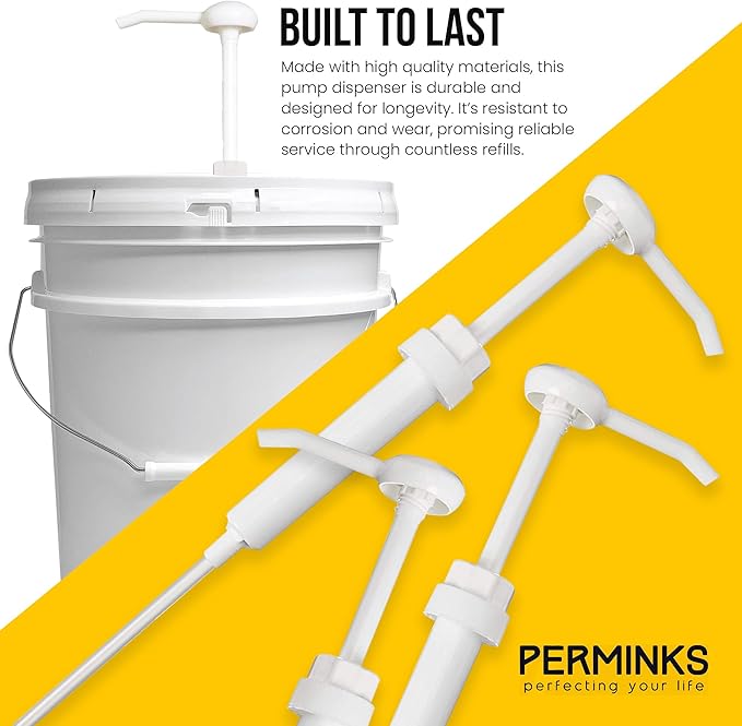 5 Gallon Pump Dispenser - Pump for 5 Gallon Bucket, Jug, Bottle, Large Container - Great for Shampoo & Conditioner, Laundry Detergent, Snow Cone Syrup, Bleach Liquid, Oil & More (Pack of 6)