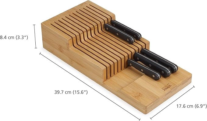 Joseph Joseph DrawerStore Knife Organizer, holds up to 12+ knives, Kitchen Organization & Drawer Storage, Bamboo