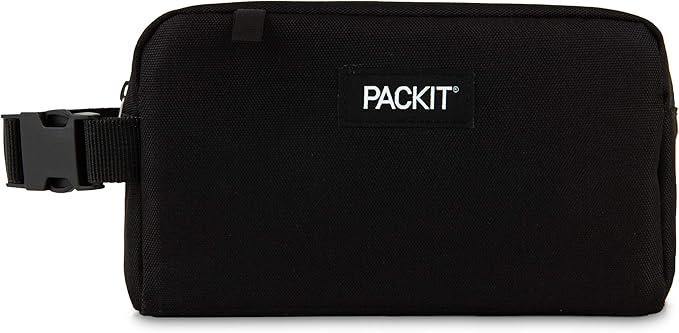 PackIt Freezable Snack Box, Black, Built with EcoFreeze Technology, Collapsible, Reusable, Zip Closure with Buckle Handle, Designed For Work Snacks, Fresh Snacks On the Go, Adults, and All Ages