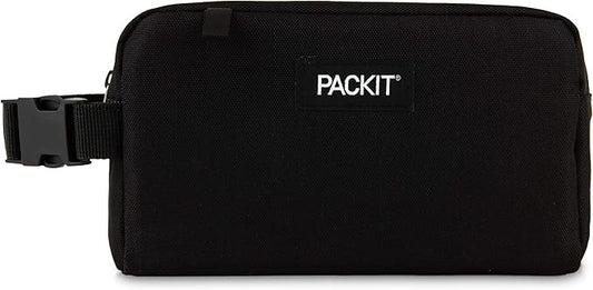 PackIt Freezable Snack Box, Black, Built with EcoFreeze Technology, Collapsible, Reusable, Zip Closure with Buckle Handle, Designed For Work Snacks, Fresh Snacks On the Go, Adults, and All Ages