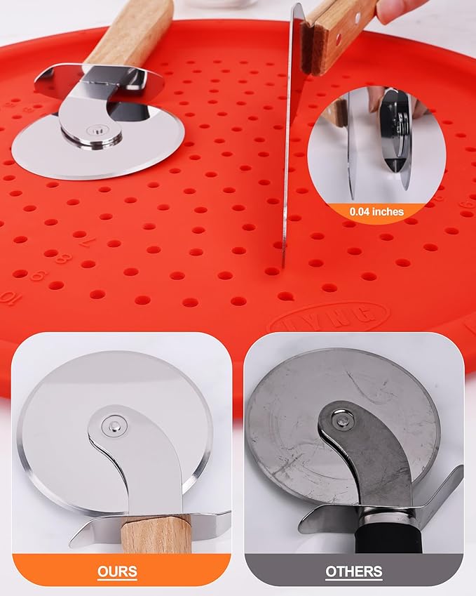 Pizza Wheel Cutter and Pie Server, Pizza Spatula Wtih Wood Handle, Nonstick Stainless Steel Pizza Cutter Wheel With Sharp Blade
