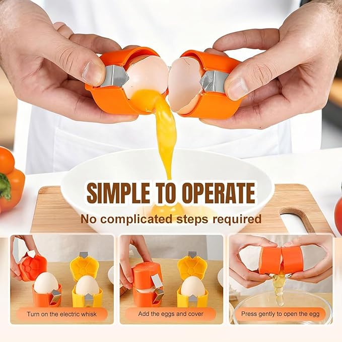 3Pcs Egg Shell Cracker Breaker Opener Peeler Remover Separator for Hard Boiled Raw Eggs,For Kitchen Hard Boiled Egg Peeler Cracking Appliance Tool Egg Shell Opener, Set of 3, Orange, Yellow, Pink