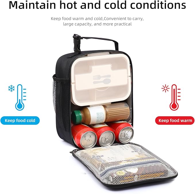 Lunch box Lunch bag for men women Insulated Lunchbox Lunch bags for Work Picnic Travel (Thicken hot red)