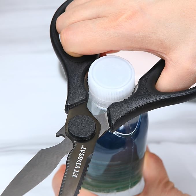 Kitchen Scissors All Purpose for Food, Heavy Duty Kitchen Shears that Come Apart, Sharp Stainless Steel Poultry Shears, Cooking Meat Scissors with Good Grips,Titanium Plated Black