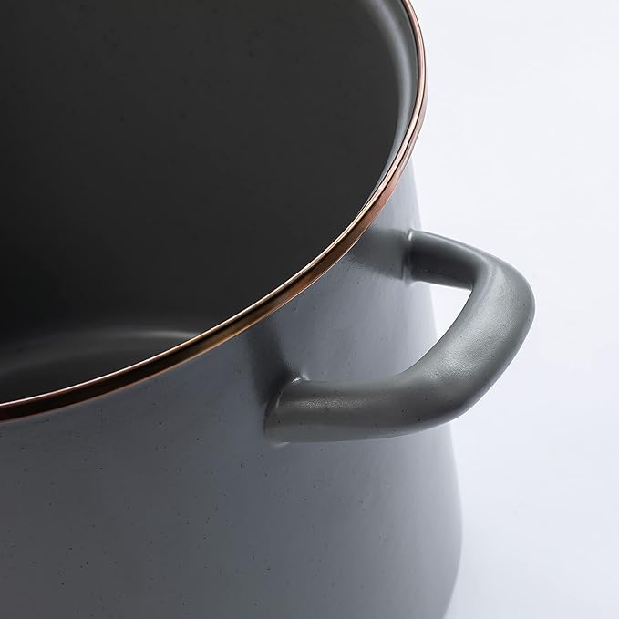 Barebones Enamel Stock Pot - Durable Enamel-Coated Steel Pot for Even Heating and Outdoor Cooking Of Soups, Stews and Chili (Slate Gray)