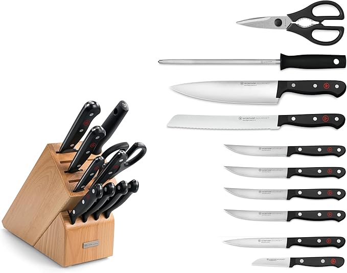 Wüsthof Gourmet 11-Piece Knife Block Set, Beech Wood