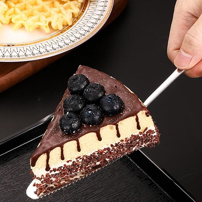 Cake Pie Server, 5 Pack Stainless Steel Pie Pizza Pastry Cake Slicer Server Set, Cake Cutter with Serrated Edges, Pie Cutters for Kitchen, Restaurants, Wedding, Birthdays and Parties