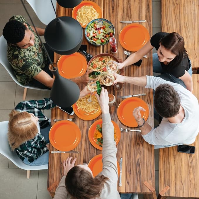 40Pcs Disposable Paper Plates Orange,Including 20pcs 9" and 20pcs 7" Plates,Strong and Sturdy Disposable Plates for Party, Dinner, Holiday, Picnic,Birthday Party, Dinner Table, Wedding