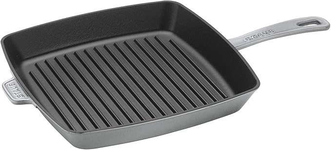 Staub Cast Iron 12-inch Square Grill Pan - Graphite Grey, Made in France