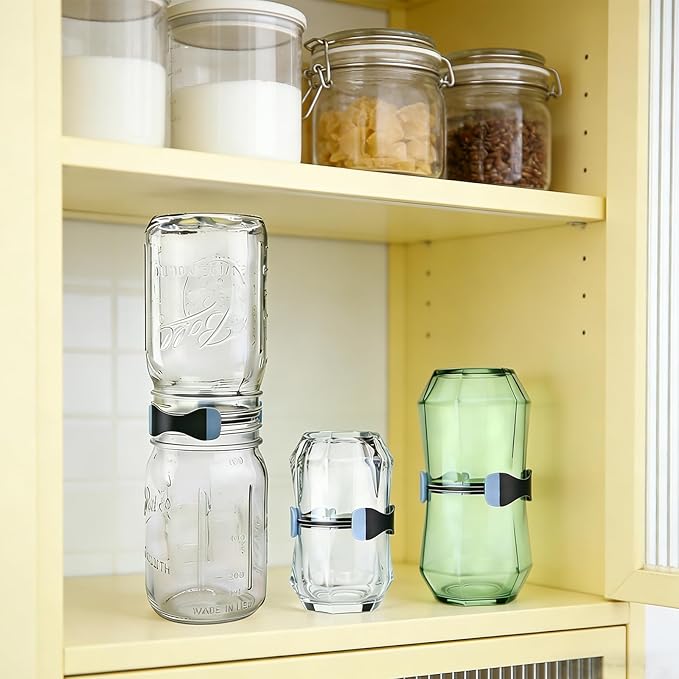 Coffee Mug Organizers and Storage,Extendable, automatically folding teacup and coffee cup organizer，Kitchen Cabinet Shelf Organizer-Cupboard and Pantry Organization, Save Space (4, Black)