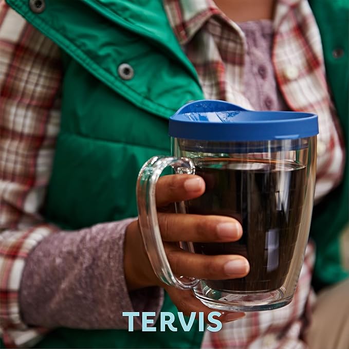Tervis Clear & Colorful Lidded Made in USA Double Walled Insulated Tumbler Travel Cup Keeps Drinks Cold & Hot, 16oz Mug, Lime Green Lid
