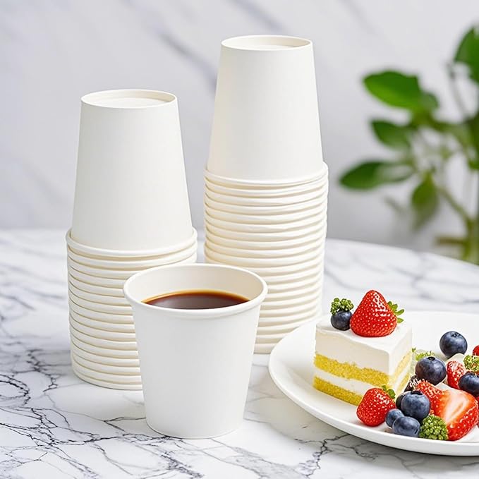 Paper Cups, 100 Pack 8 Oz Disposable Cups, Disposable Coffee Cups 8 Oz, Hot Cups Tea Cups Water Cups for Home Office Travel Party
