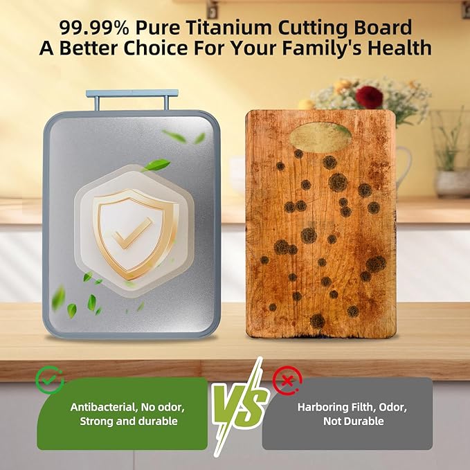 Titanium 2in1 Cutting Boards for Kitchen, Large Double Sided Food-Grade Composite Titanium and Wheat Straw PP Dishwasher Safe Chopping Board for Meat, Fruit, Vegetable (15" X 11")