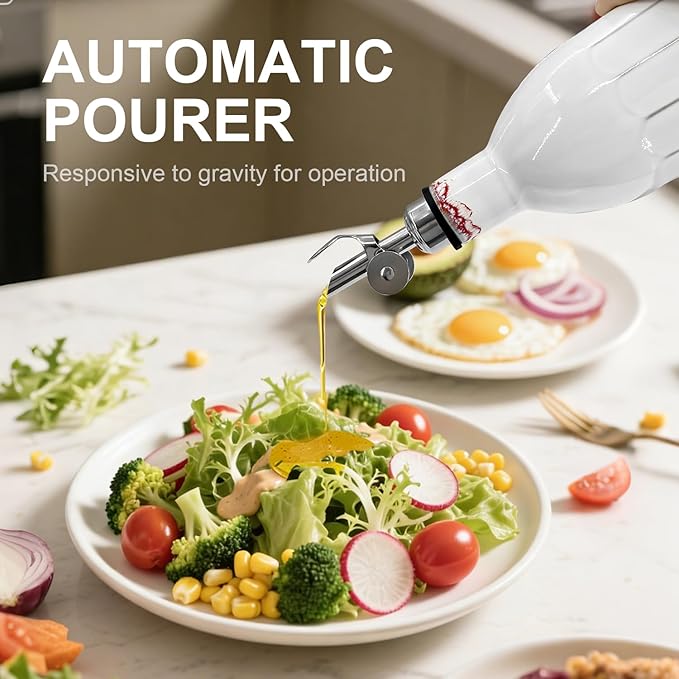 Ceramic Olive Oil Dispenser Bottle, 18oz Opaque Kitchen Oil Bottle with Automatic Stainless Steel Pourer Spout, for Premium Olive Oil, Vinegar, Soy Sauce & Liquids, Single Bottle (1 Piece)