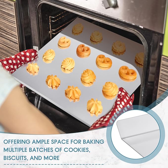 3 Pcs Large Flat Cookie Baking Sheets 13 x 16 Inch Aluminum Cookie Sheet Flat Insulated Baking No Edges Pans Pan Tray for Oven Bake Cooking