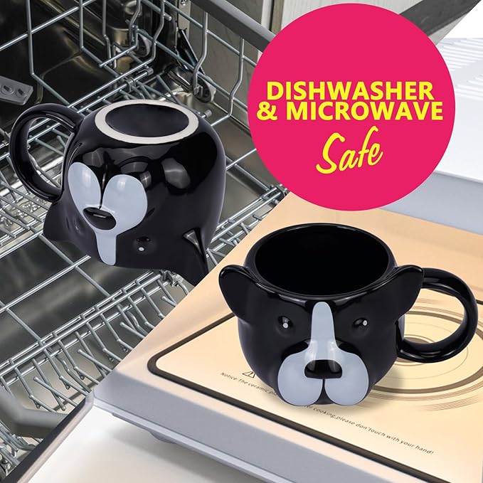 Dog Mug 14 oz Cute Ceramic Coffee Mug 3D Porcelain Tea Cup for Women Men Kids - Kawaii Dog Lover Gift for Christmas Housewarming Holiday Birthday
