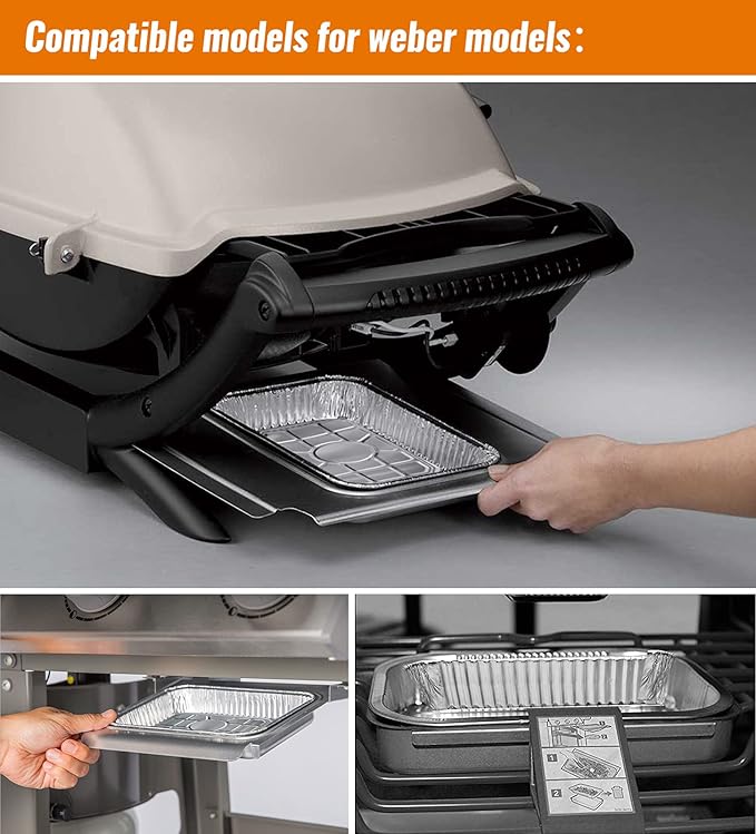 NUPICK 20 Pack 6415 Drip Pans Compatible for Weber Spirit Series, Genesis Series, Q Series Grills, Disposable Aluminum Foil Grease Trays, 8.5" x 6"