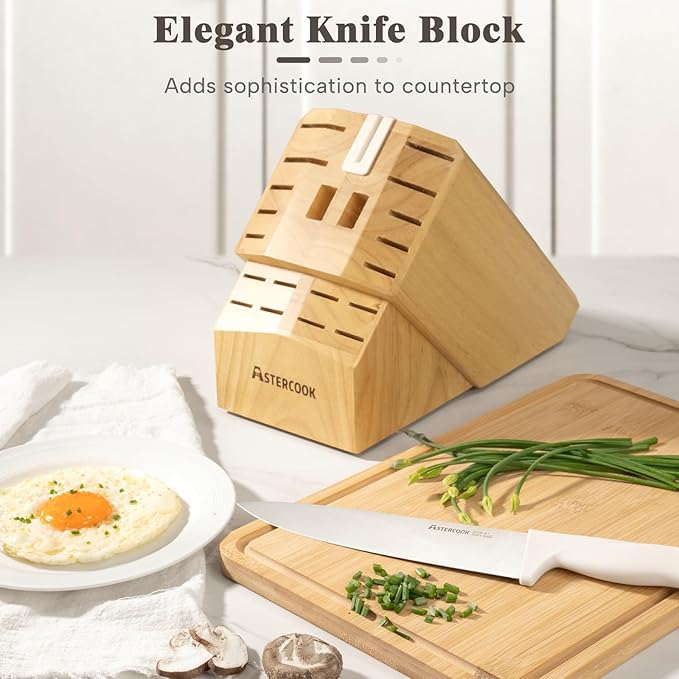 Knife Set, Astercook 22-Piece Kitchen Knife Set with Block & Built-in Sharpener, Ultra-Sharp High Carbon Stainless Steel Knives, Dishwasher Safe, Ergonomic Anti-slip Handle, Valentine's Gift