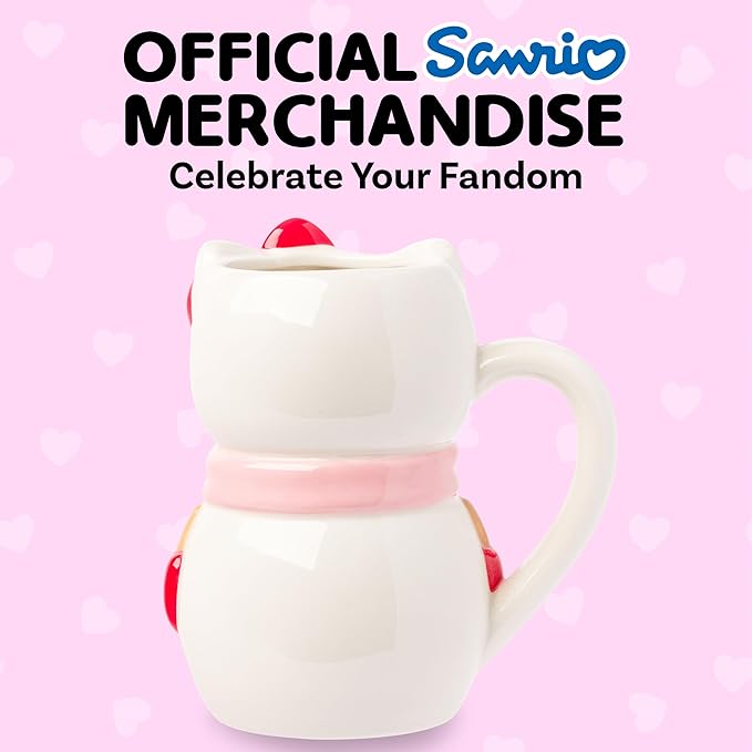 Silver Buffalo Sanrio Hello Kitty Christmas Holiday Snow Man Ceramic 3D Sculpted Mug, 20 Ounces
