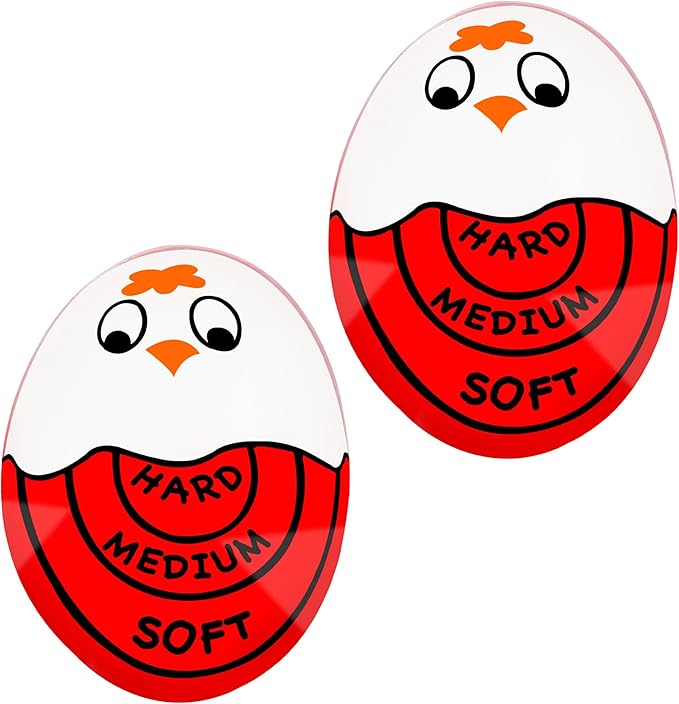 Eggssentials Pack of 2 Red Egg Timer That Goes in Water – Egg Timer for Hard Boiled Eggs and Soft Boiled Eggs, Red Color Fades for Accurate Doneness.