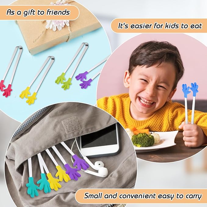 Shindel Mini Serving Tongs, 5.1" Small Stainless Steel Tongs, Cute Kitchen Gadgets for Christmas Candy, Snacks, Chips, Cookies, Fruit, Salad, Food, Sugar Cubes, Party, Appetizers, Great for Fine Motor