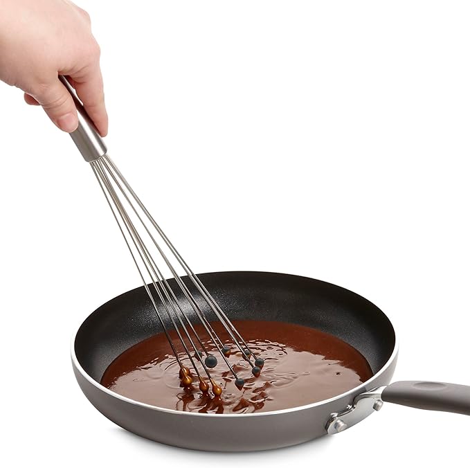 Mrs. Anderson's Baking Nonstick Ball Whisk, Stainless Steel With Silicone Tips, Flexible Wire Design For Whisking Eggs, Sauces, Dressings, And Desserts