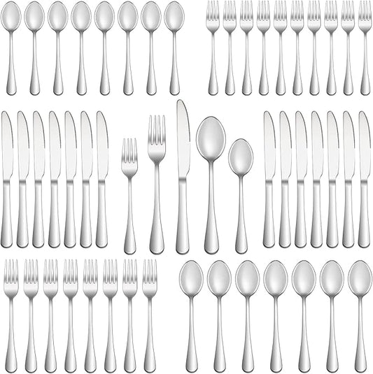 60 Piece Silverware Set Service for 12,Premium Stainless Steel Flatware Set,Mirror Polished Cutlery Utensil Sets,Durable Home Kitchen Eating Tableware Sets,Include Fork Knife Spoon,Dishwasher Safe